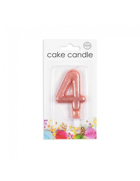 Glitter Kaars Rosé Goud Nummer 4 //