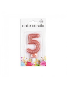 Glitter Kaars Rosé Goud Nummer 5 // 2