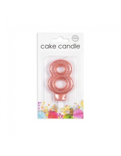 Glitter Kaars Rosé Goud Nummer 8 // 2