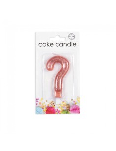 Glitter Kaars Rosé Goud Vraagteken // 2