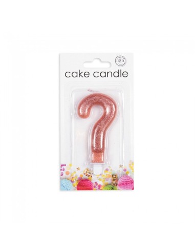 Glitter Kaars Rosé Goud Vraagteken //