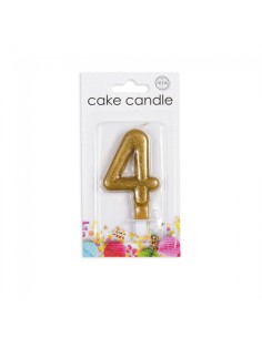 Glitter Kaars Goud Nummer 4 // 2