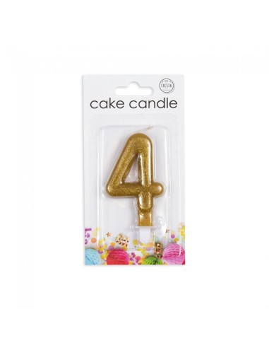 Glitter Kaars Goud Nummer 4 //