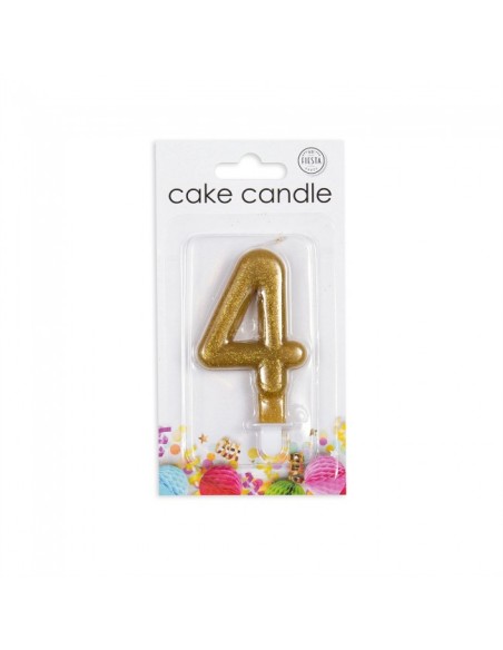 Glitter Kaars Goud Nummer 4 //