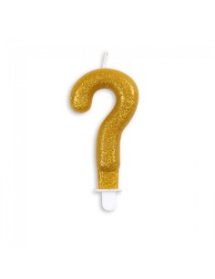 Glitter Kaars Goud Nummer Vraagteken //