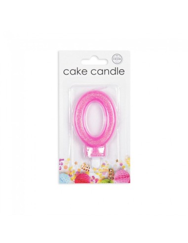 Glitter Kaars Roze Nummer 0 //