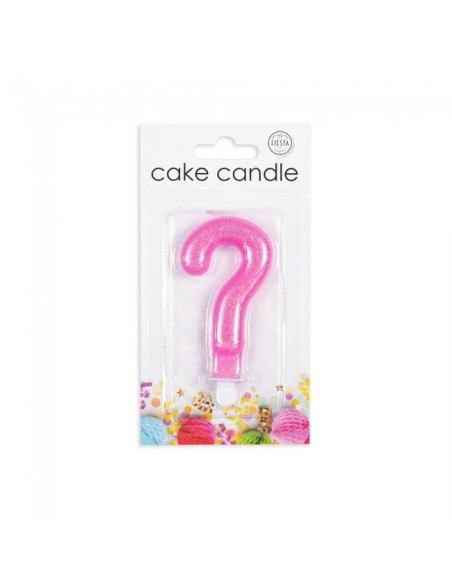Glitter Kaars Roze Vraagteken //