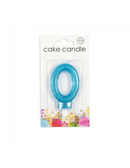 Glitter Kaars Blauw Nummer 0 //