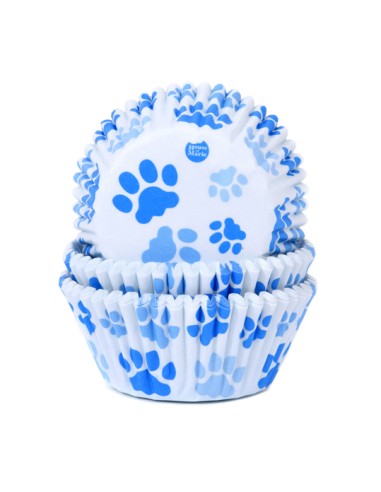 House of Marie Baking Cups Hondenpoot Blauw -48st-