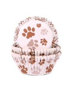House of Marie Baking Cups Hondenpoot Bruin -48st-