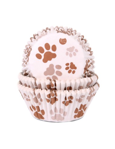 House of Marie Baking Cups Hondenpoot Bruin -48st-