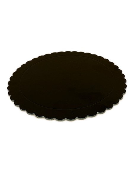 Cake Board Schulp Zwart Rond 25cm -1st-