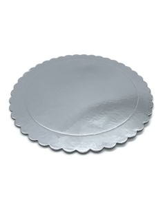 Cake Board Schulp Zilver Rond 20cm -1st-