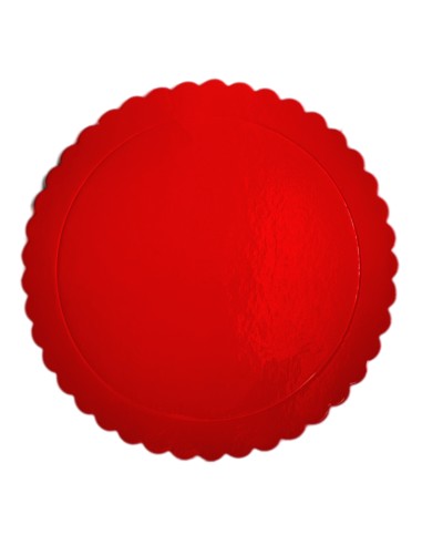 Cake Board Schulp Rood Rond 20cm -1st-