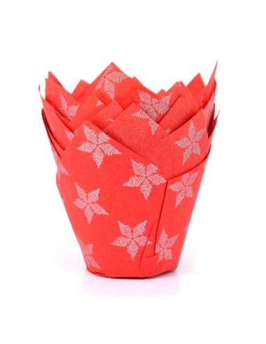 House of Marie Muffin Cups Tulp Rode Ster -36st //