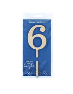 House of Cake Taarttopper Hout Cijfer 6 //