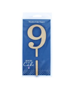 House of Cake Taarttopper Hout Cijfer 9 //