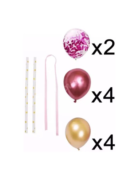 Taarttopper Set Mini Ballonnen Roze/Goud