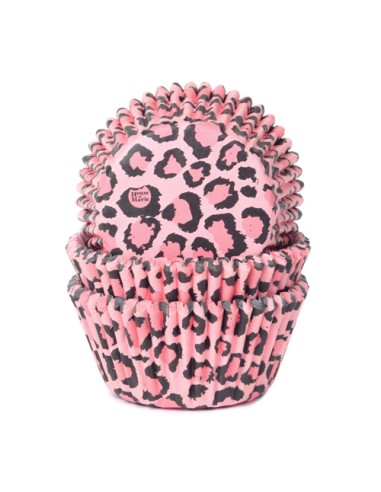 House of Marie Baking Cups Luipaard Roze -48st-