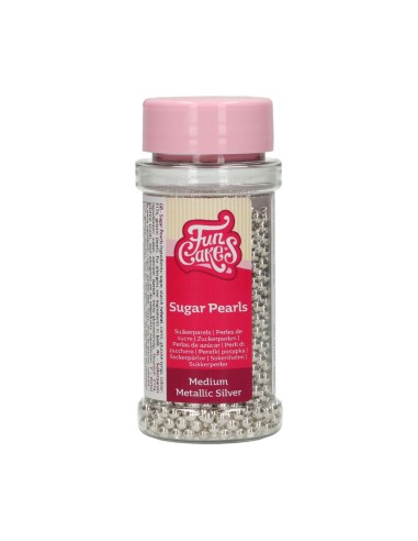 FunCakes Suikerparels Metallic Zilver 4mm -80gr-