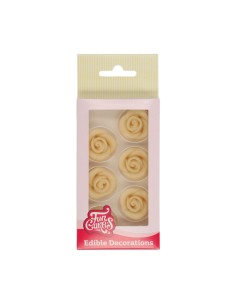 FunCakes Marsepein Decoratie Rozen Wit -6st-