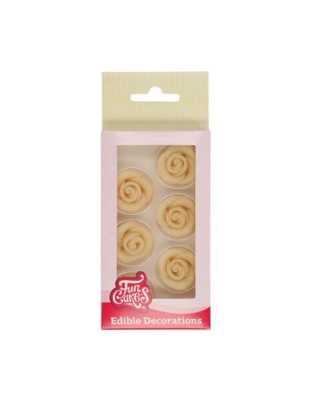 FunCakes Marsepein Decoratie Rozen Wit -6st-