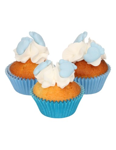 FunCakes Suikerdecoratie Baby Voetjes Blauw -16st-