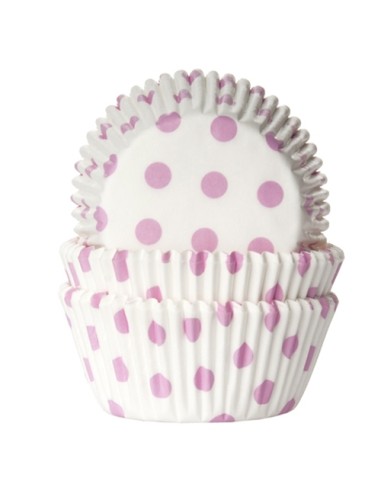 House of Marie Baking Cups Stippen Wit/ Baby Roze (50st)
