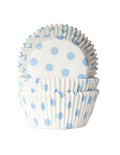 House of Marie Baking Cups Stippen Wit/ Baby Blauw (50st)