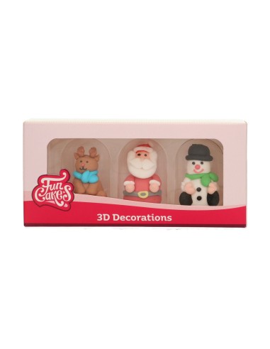 FunCakes Suikerdecoratie 3D Kerstfiguren -3st-