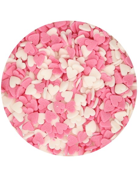 FunCakes Confetti Hartjes Roze/Wit -60gr-