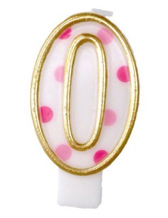 Verjaardagskaars Roze Cijfer 0