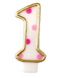 Verjaardagskaars Roze Cijfer 1