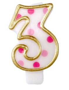 Verjaardagskaars Roze Cijfer 3