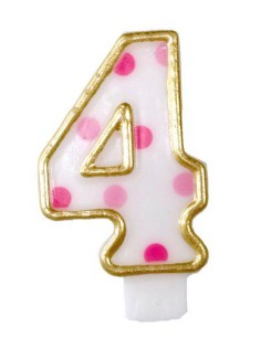 Verjaardagskaars Roze Cijfer 4