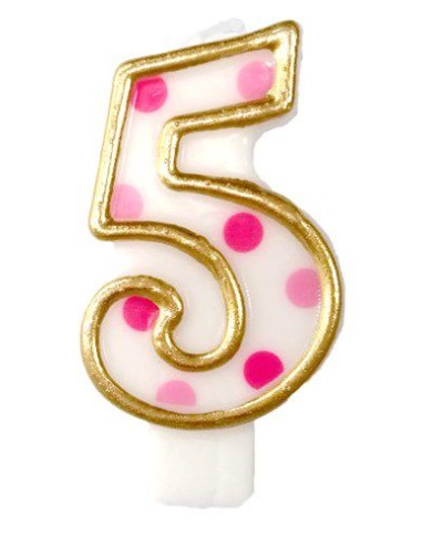Verjaardagskaars Roze Cijfer 5