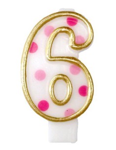 Verjaardagskaars Roze Cijfer 6