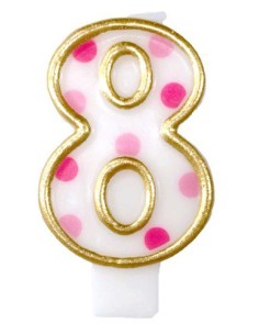 Verjaardagskaars Roze Cijfer 8