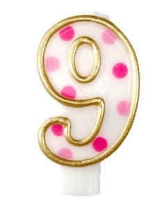 Verjaardagskaars Roze Cijfer 9
