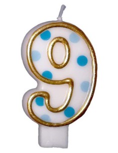 Verjaardagskaars Blauw Cijfer 9