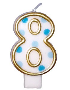 Verjaardagskaars Blauw Cijfer 8