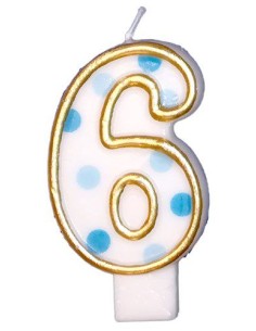 Verjaardagskaars Blauw Cijfer 6