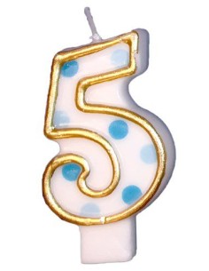 Verjaardagskaars Blauw Cijfer 5