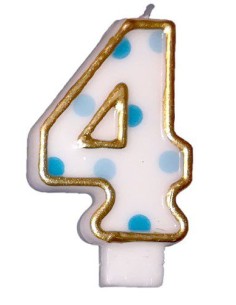 Verjaardagskaars Blauw Cijfer 4
