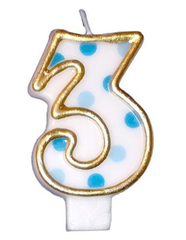 Verjaardagskaars Blauw Cijfer 3