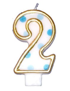 Verjaardagskaars Blauw Cijfer 2