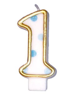 Verjaardagskaars Blauw Cijfer 1