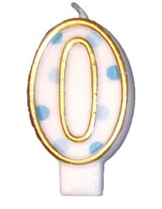 Verjaardagskaars Blauw Cijfer 0