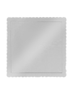 Cake Board Schulp Zilver Vierkant 20x20cm -1st-