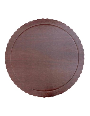 Cake Board Schulp Hout Donker Rond 20cm -1st-